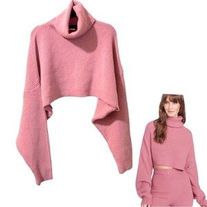 Alloy Apparel Ribbed Knit Turtleneck Sweater Cropped Barbicore Size XL…Y2K